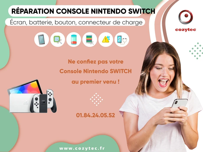 Remplacement de batterie pour Nintendo Switch à 69€ à Mulhouse